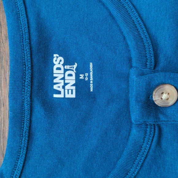 Lands' End Womans Size Medium 10-12 Blue Half Sleeve Shirt - Picture 3 of 7